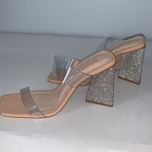 Schutz Ariellen Vinyl Crystal Block-Heel Sandal New - Picture 5 of 8